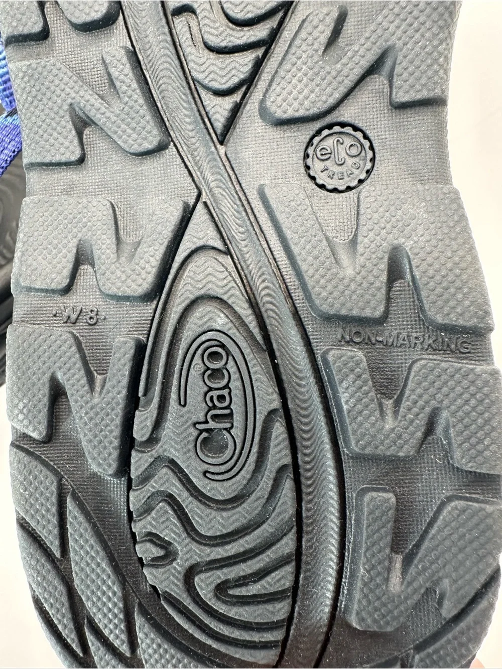 Chaco Z/Cloud X2 Womens Sport Sandals Blue Black Geometric Strappy Toe Loop 8